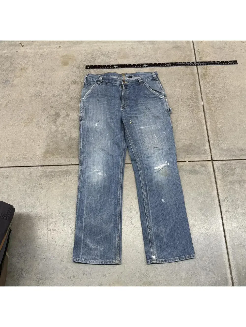 vintage carhartt faded blue relaxed baggy fit jeans size 34 x 32